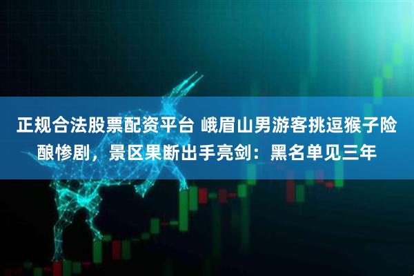 正规合法股票配资平台 峨眉山男游客挑逗猴子险酿惨剧，景区果断出手亮剑：黑名单见三年